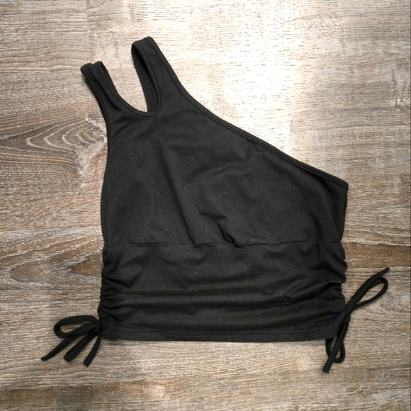 Black One-Shoulder Tank Top - Picture 1 of 3